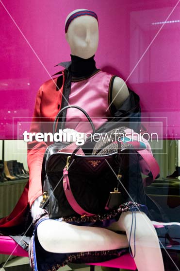 Milan shopping windows Prada